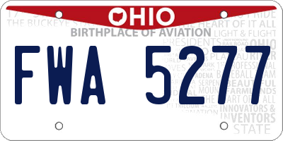 OH license plate FWA5277