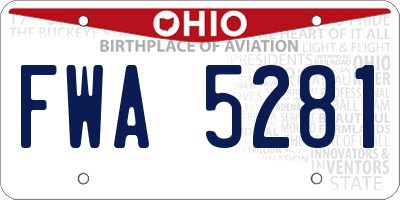 OH license plate FWA5281