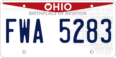 OH license plate FWA5283