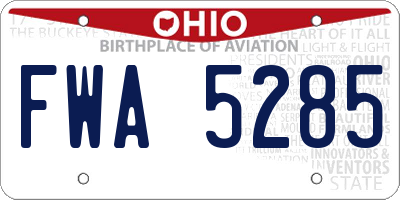 OH license plate FWA5285