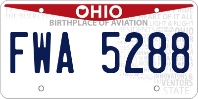 OH license plate FWA5288