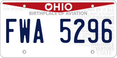 OH license plate FWA5296