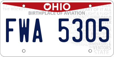 OH license plate FWA5305