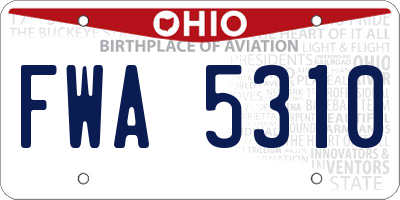 OH license plate FWA5310