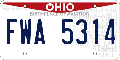 OH license plate FWA5314