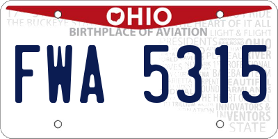 OH license plate FWA5315