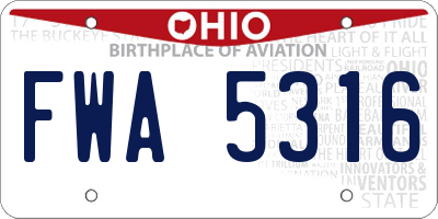 OH license plate FWA5316