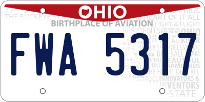 OH license plate FWA5317