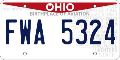 OH license plate FWA5324