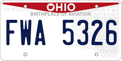 OH license plate FWA5326