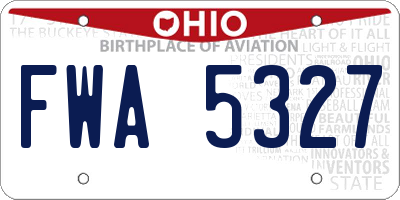 OH license plate FWA5327