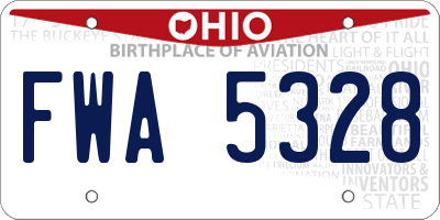 OH license plate FWA5328