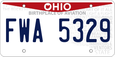 OH license plate FWA5329