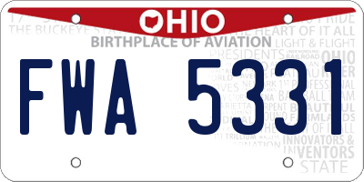 OH license plate FWA5331