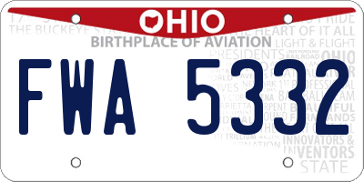 OH license plate FWA5332