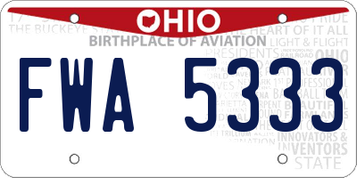 OH license plate FWA5333