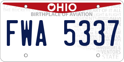 OH license plate FWA5337