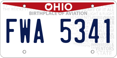 OH license plate FWA5341