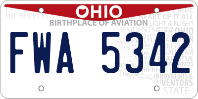 OH license plate FWA5342