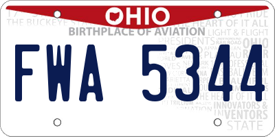 OH license plate FWA5344