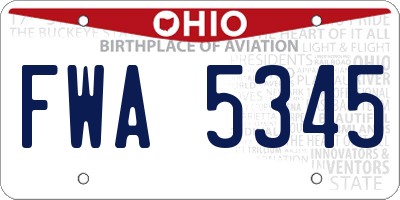 OH license plate FWA5345