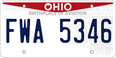 OH license plate FWA5346