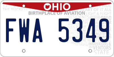 OH license plate FWA5349