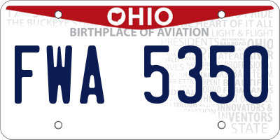 OH license plate FWA5350