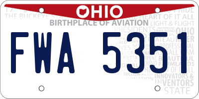 OH license plate FWA5351