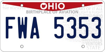 OH license plate FWA5353