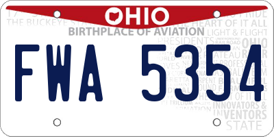 OH license plate FWA5354