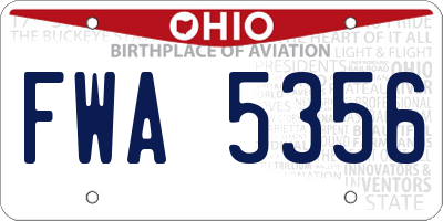 OH license plate FWA5356