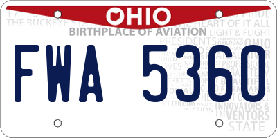 OH license plate FWA5360