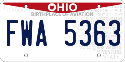 OH license plate FWA5363