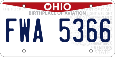 OH license plate FWA5366