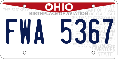 OH license plate FWA5367
