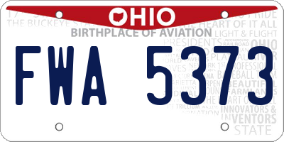 OH license plate FWA5373