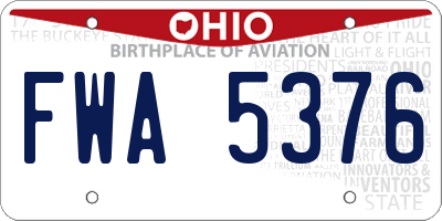 OH license plate FWA5376