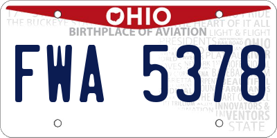 OH license plate FWA5378