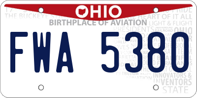 OH license plate FWA5380
