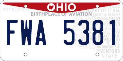 OH license plate FWA5381