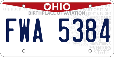 OH license plate FWA5384