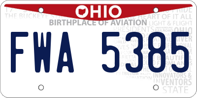 OH license plate FWA5385