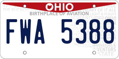OH license plate FWA5388