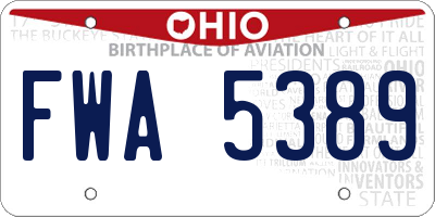 OH license plate FWA5389