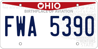 OH license plate FWA5390