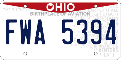 OH license plate FWA5394