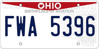 OH license plate FWA5396