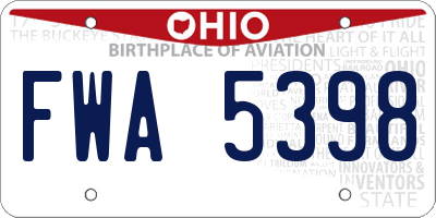 OH license plate FWA5398