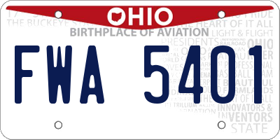 OH license plate FWA5401